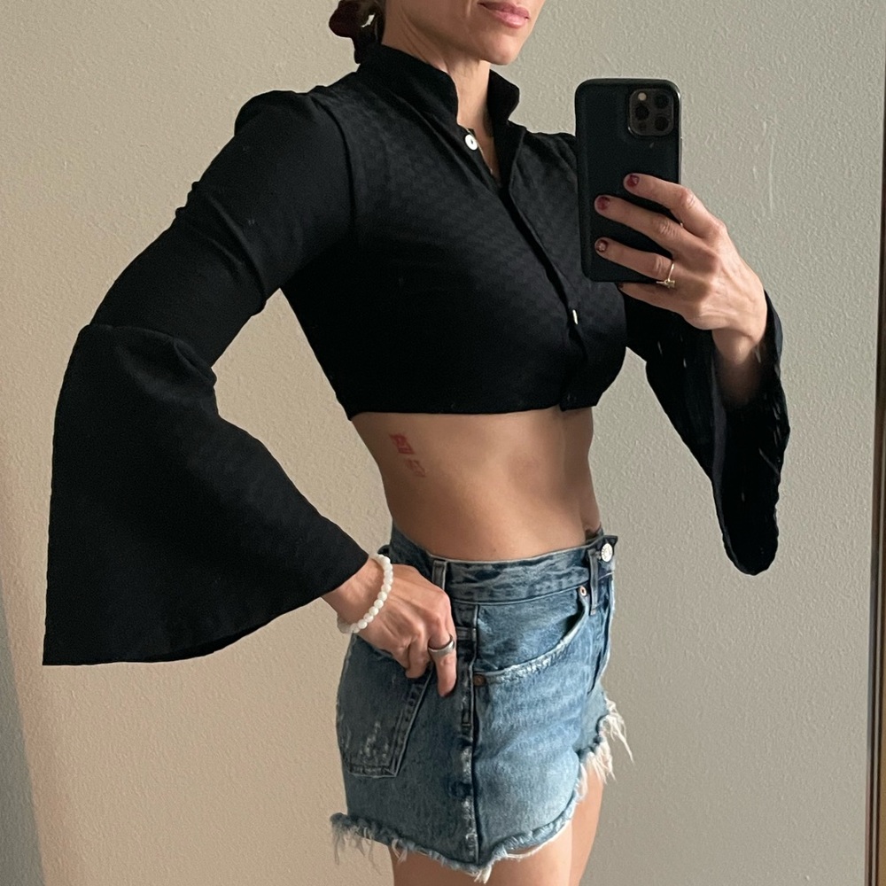 Italian fabric crop jacket/cover up